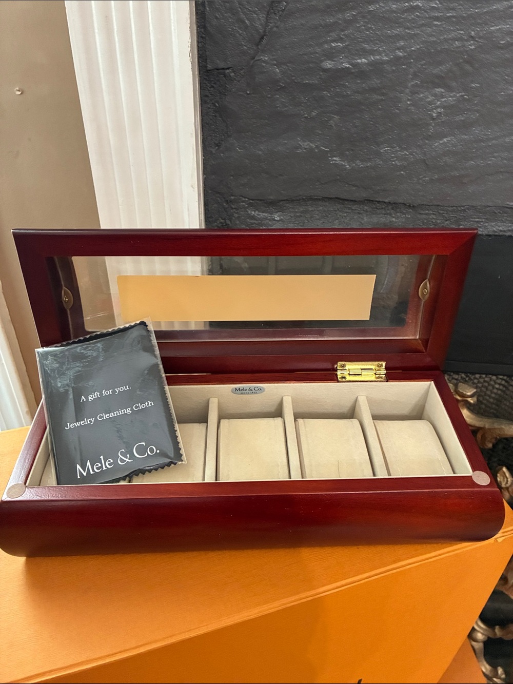 Mele & Co Men's Watch Display Box in Cherry Red